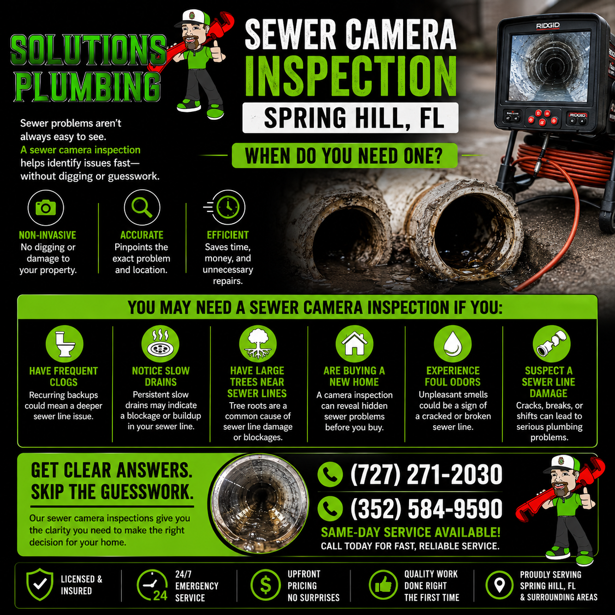 sewer camera inspection Spring Hill FL